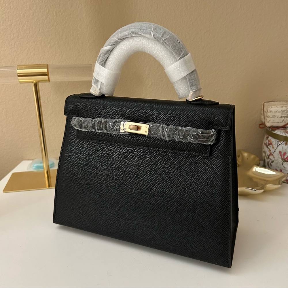 25cm Epsom Leather Top Handle KL Satchel Black